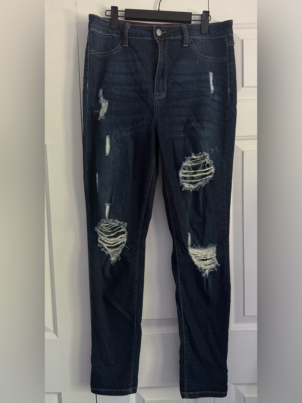 Cello Dark Blue Ripped Skinny Jeans